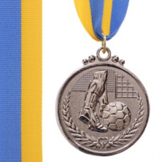 Медаль спортивна зі стрічкою PlayGame Футбол срібна, код: C-7025_S Медаль спортивна зі стрічкою PlayGame Футбол срібна, код: C-7025_S