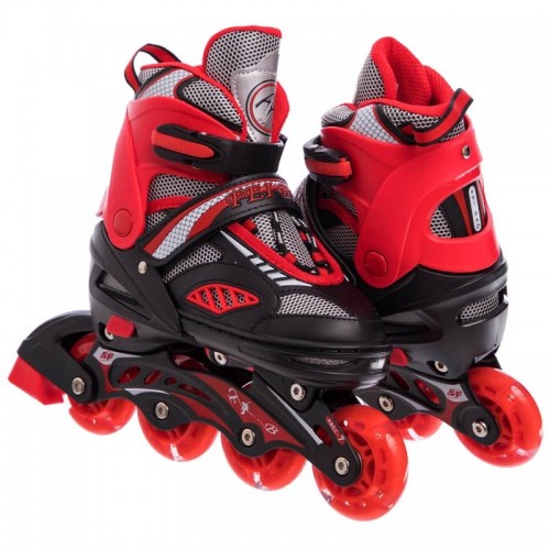 Роликові ковзани розсувні Fei Bao розмір S (31-34), червоний-чорний, код: SK-189_SR Роликові ковзани розсувні Fei Bao розмір S (31-34), червоний-чорний, код: SK-189_SR