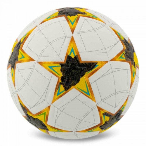 М"яч футбольний Stars PU №5, білий-жовтий, код: FB-7586_Y