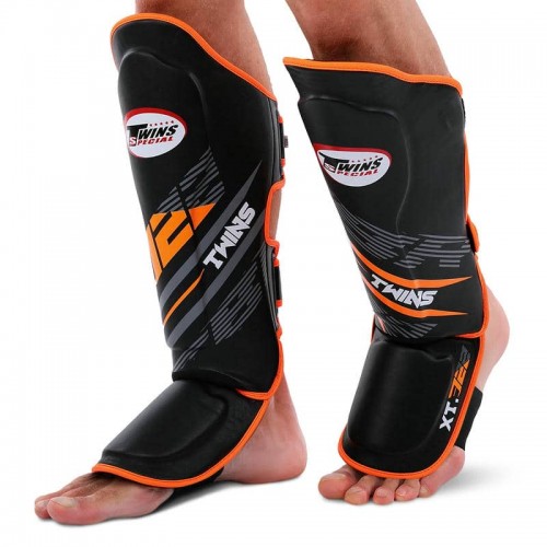 Захист гомілки та стопи для єдиноборств Twins XL, чорний-помаранчевий, код: BO-5086_XLOR
