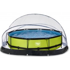 Басейн круглий з наземним куполом Exit 360 х 76 см "Лайм", код: 30.32.12.40 Н Басейн круглий з наземним куполом Exit 360 х 76 см "Лайм", код: 30.32.12.40 Н