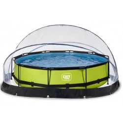 Басейн круглий з наземним куполом Exit 360 х 76 см "Лайм", код: 30.32.12.40 Н Басейн круглий з наземним куполом Exit 360 х 76 см "Лайм", код: 30.32.12.40 Н