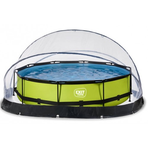 Басейн круглий з наземним куполом Exit 360 х 76 см "Лайм", код: 30.32.12.40 Н