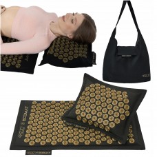 Килимок акупунктурний з подушкою 4Fizjo Eco Mat Аплікатор Кузнєцова, чорний-золотий, код: P-5907739311566 Килимок акупунктурний з подушкою 4Fizjo Eco Mat Аплікатор Кузнєцова, чорний-золотий, код: P-5907739311566