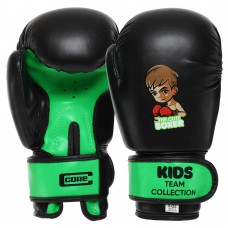 Рукавички боксерські Core Kids 4 унцій, чорний-салатовий, код: BO-8543_4LG