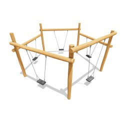 П"ятимістна гойдалка з натурального дерева Miros 5100х5100х2600 мм, код: WP313