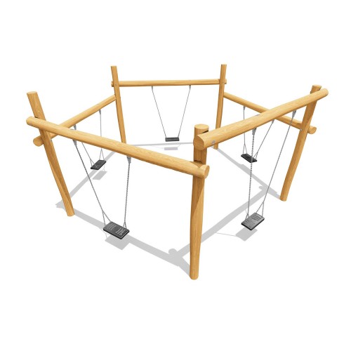 П"ятимістна гойдалка з натурального дерева Miros 5100х5100х2600 мм, код: WP313 П"ятимістна гойдалка з натурального дерева Miros 5100х5100х2600 мм, код: WP313