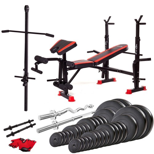 Лава тренувальна Fit-On FN-S102 + штанга та гантелі 170кг, код: 2210-0028 Лава тренувальна Fit-On FN-S102 + штанга та гантелі 170кг, код: 2210-0028