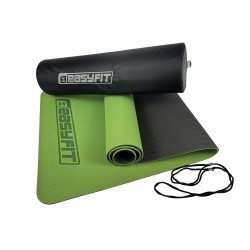 Килимок для йоги та фітнесу двошаровий EasyFit 1830х610х6 мм + чохол, зелений з чорним, код: EF-1924E-GNBK
