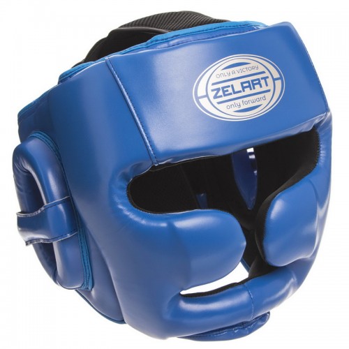 Шолом боксерський з повним захистом Zelart L, синій-срібний, код: BO-1367_LBL-S52