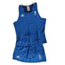 Жіноча форма для занять боксом Adidas Olympic Woman GBR (шорти-спідниця + майка), розмір S, синій, код: 15561-895