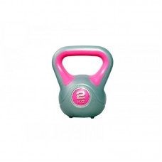 Гиря LiveUp Plastic Kettel Bell 2 кг, сірий-рожевий, код: 6951376138931
