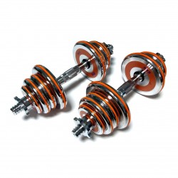 Збірні хромовані гантелі SNS HADD25 2х12,5 кг з помаранчевими вставками, код: 12860-SNS