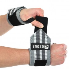 Бинти кистьові для жиму BioGym Strength Wrist Wraps Ezous 640х80мм, 2шт, сірий-білий, код: C-06_GRW