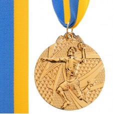 Медаль спортивна зі стрічкою PlayGame Гандбол золота, код: C-7022_G