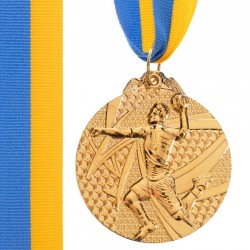 Медаль спортивная с лентой PlayGame Гандбол золотой, код: C-7022_G
