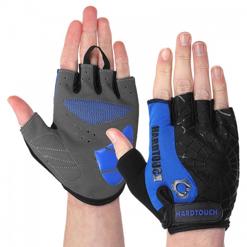Рукавички для фітнесу та тренувань Hard Touch L, чорний-синій, код: FG-9525_LBL