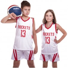 Форма баскетбольна підліткова PlayGame NB-Sport NBA Rockets 13 M (8-10 років), ріст 130-140см, білий-червоний, код: BA-0966_MBLR-S52