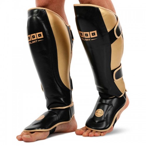 Захист гомілки та стопи для єдиноборств Zelart M, чорний-золотий, код: BO-3918_MBKGO