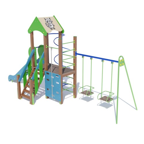 Ігровий комплекс Miros "Єнотик" (з подвійною гойдалкою), код: DIO712.6 Ігровий комплекс Miros "Єнотик" (з подвійною гойдалкою), код: DIO712.6