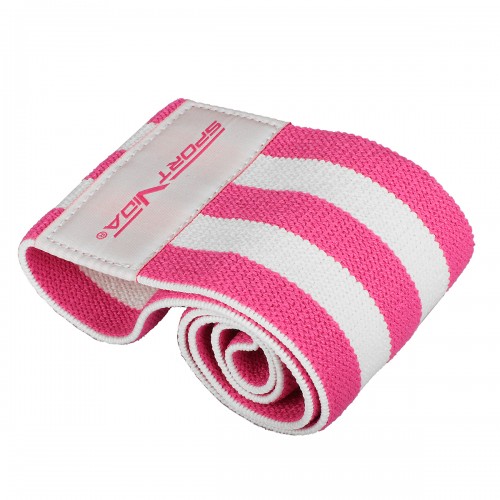 Резинка для фітнесу та спорту із тканини SportVida Hip Band Size S, білий-рожевий, код: SV-HK0254