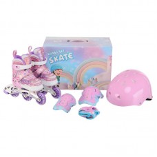 Роликові ковзани розсувні дитячі із захистом й шоломом у комплекті Banwei XS (27-30), бузковий-білий, код: BW-902-9_XSBU Роликові ковзани розсувні дитячі із захистом й шоломом у комплекті Banwei XS (27-30), бузковий-білий, код: BW-902-9_XSBU