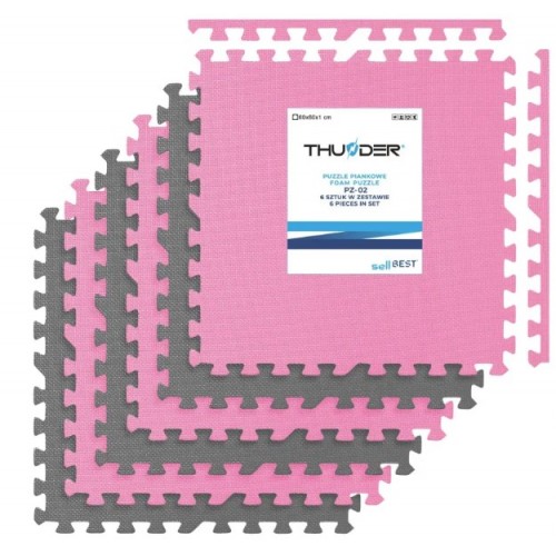 Килимок-пазл Thunder PZ-02 600х600 мм, рожево-сірий, код: PZ-02-IN