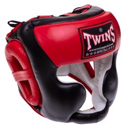Шолом боксерський з повним захистом шкіряний Twins XL чорний-червоний, код: HGL3-2T_XL-S52