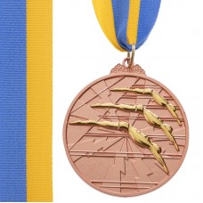 Медаль спортивна зі стрічкою PlayGame Плавання бронзова, код: C-4848_B