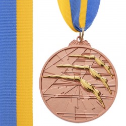 Медаль спортивна зі стрічкою PlayGame Плавання бронзова, код: C-4848_B