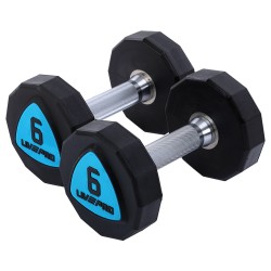 Гантелі цільні професійні з поліуретановим покриттям LiveUp 2х6кг, чорний-синій, код: LP8003-6-S52