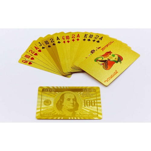 Гральні карти золоті PlayGame Gold 100 Dollar 54 шт, код: IG-4566-G