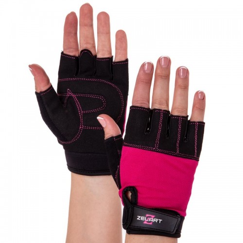 Рукавички для фітнесу Zelart XS чорний-рожевий, код: SB-161726_XSP