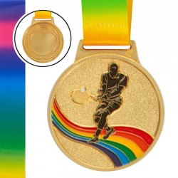 Медаль спортивна зі стрічкою кольорова PlayGame Великий Теніс d-65 мм золотая, код: C-0338_G