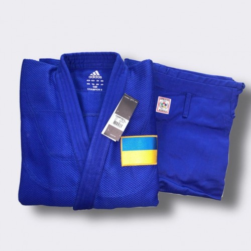 Кімоно для дзюдо Adidas Champion SlimFit Olympic, розмір 160, синій, код: 15591-945