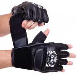 Рукавички для змішаних єдиноборств MMA Top King Ultimate шкіряні XL, чорний, код: TKGGU_XLBK