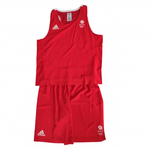 Форма для занять боксом Adidas Olympic Man GBR (шорти+майка), розмір M, червоний, код: 15560-893