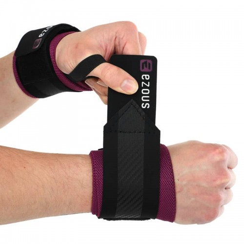 Бинти кистьові для жиму BioGym Strength Wrist Wraps Ezous 320х80мм, 2шт, чорний-фіолетовий, код: C-05_BKV