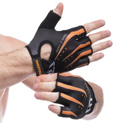 Рукавички для фітнеca FitGo Hard Toch розмір S, чорний-помаранчевий, код: FG-005