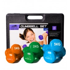 Набір гантелей для фітнесу в кейсі PowerPlayFitness Dumbells 12 кг (2x1кг, 2х2кг, 2х3кг.), код: PP_4118_12kg