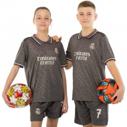 Форма футбольна дитяча PlayGame із символікою Real Madrid Vini 7 резервна 2025, розмір 26, зріст 140-145, сірий, код: CO-4648_26