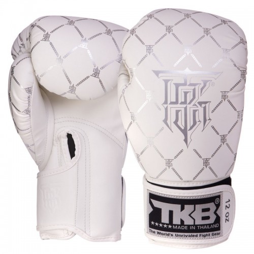Рукавички боксерські Top King Chain шкіряні 12 унцій, білий-срібний, код: TKBGCH_12WS-S52
