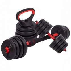 Набір гантелей зі штангою та гирями 3в1 BioGym багатофункціональний 30кг, чорний-червоний, код: LN-1100-30-S52 Набір гантелей зі штангою та гирями 3в1 BioGym багатофункціональний 30кг, чорний-червоний, код: LN-1100-30-S52