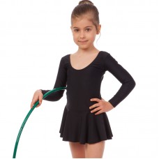 Купальник для танців і гімнастики з довгим рукавом і спідницею Lingo 6 роки, зріст 110-122, чорний, код: CO-7046_6BK