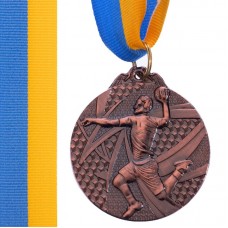 Медаль спортивна зі стрічкою PlayGame Гандбол бронзова, код: C-7022_B