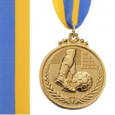 Медаль спортивна зі стрічкою PlayGame Футбол золота, код: C-7025_G
