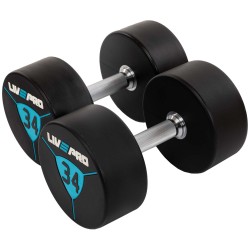 Гантелі цільні професійні з поліуретановим покриттям LiveUp 2х34 кг, чорний-синій, код: LP8000-34