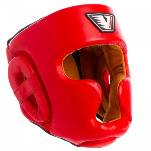 Шолом боксерський Velo з повним захистом шкіряний XL, червоний, код: VL-8193_XLR