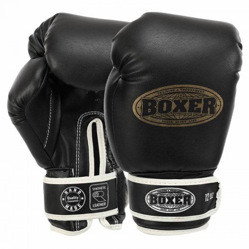 Рукавички боксерські Boxer Еліт кожвініл 12 унцій, чорний, код: 2022_12_BK-S52