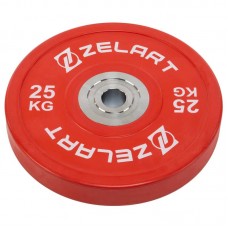 Блини (диски) бамперні для кросфіту гумові Zelart d-52мм, 25кг,. червоний, код: TA-7798-25-S52